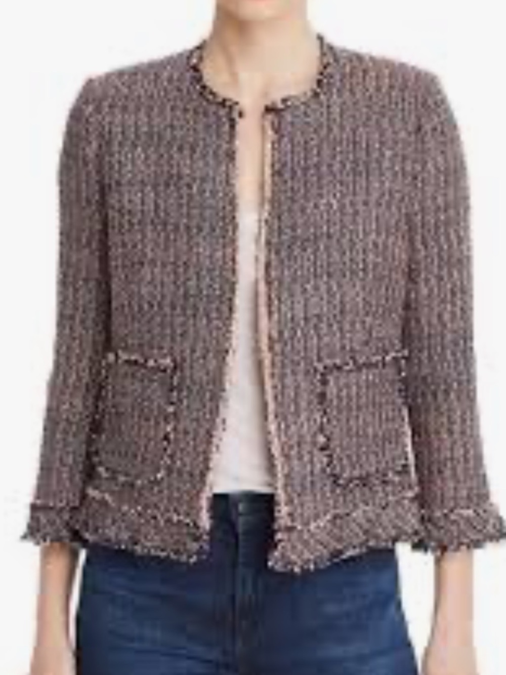 Rebecca Taylor Tweed Jacket in Pink & Navy & White